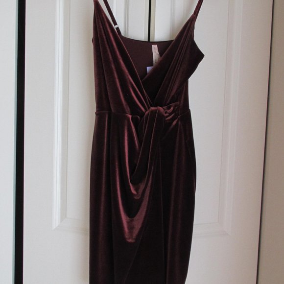 NWT Bailey 44 Wine Velvet Spaghetti Adjustable Strap Mini Dress - Picture 2 of 7